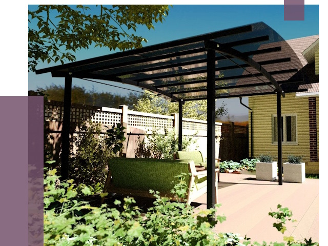 Навесы для террасы в Кандалакше от 12881 руб. под ключ | ПРОЛЁТ-Кнд