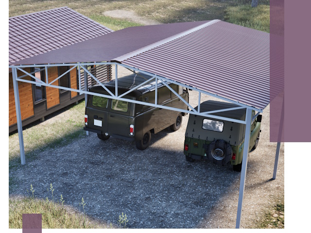 Двускатные навесы под ключ в Кандалакше — изготовление и монтаж